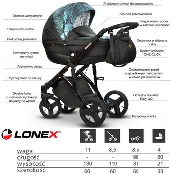 Коляска LONETX Comfort Galaxy Deep с сиденьем 3-в-1 03