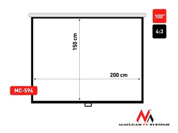 ПРОЕКТОР ПРОЕКЦИОННЫЙ ЭКРАН 200x150 см 100