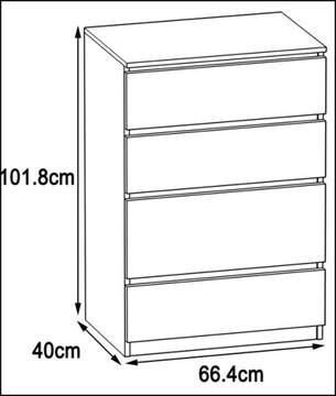 Комод, белый шкаф, 4 ящика