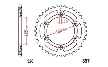 Задняя звездочка JTR897-50 520 KTM SX 125 150 200 250