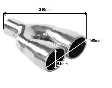 НАКОНЕЧНИК ДВОЙНОГО НЕРЖАВЕЮЩЕГО ГЛУШИТЕЛЯ 2x64 мм ТЮНИНГ
