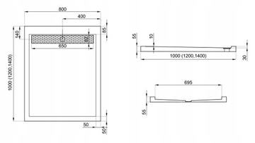 ПОЛЬСКИЙ НИЗКИЙ ДУШЕВОЙ ПОДДОН С ЛИНЕЙНЫМ СЛИВОМ 120x80 см