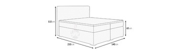 КОНТИНЕНТАЛЬНАЯ КРОВАТЬ - MILAN II - 140X200 Вариант A1 - с 4 ящиками