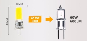 G4 LED COB лампа 9Вт 230В - теплый белый, МОЩНАЯ