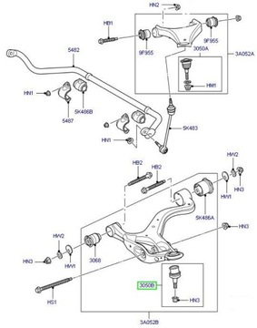 Штифт переднего поперечного рычага Land Rover Discovery 3 4