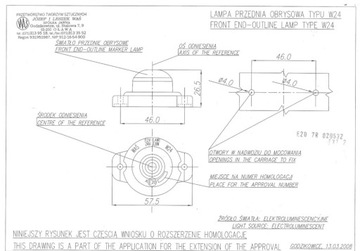 LAMPA OBRYSOWA PRZEDNIA WAŚ W24/129