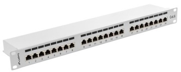 PATCH PANEL 24 PORT 1U KAT.6 FTP SZARY LANBERGPATCH PANEL 24 port kat 6 FTP