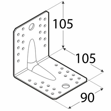 Kątownik łącznik ciesielski 105x105x90x2,5 50szt