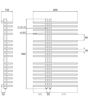 Радиатор 94x60 Dewon ГРАФИТ / RAL 9005 ЧЕРНЫЙ МАТОВЫЙ