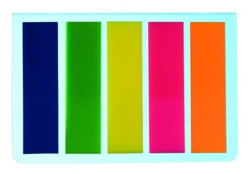 ZAKŁADKI INDEKSUJĄCE FOLIA PP 12X45mm 5X25 kartek, znaczniki samoprzylepne