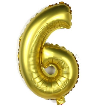Balon foliowy Cyfra 6 złota liczba Urodziny 35cm
