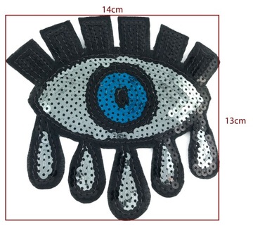 OKO aplikacja CEKINY srebrna naszywka TERMO 14cm