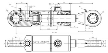 ГИДРАВЛИЧЕСКИЙ ЦИЛИНДР CJ2F 63x36 ХОД 800 L=1082 мм