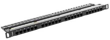 Патч панель 24 порт 0,5U Cat. 6 UTP Black Lanberg