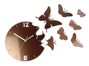 Настенные часы BUTTERFLY METALLIC COPPER STYL 7 BUTTERFLIES