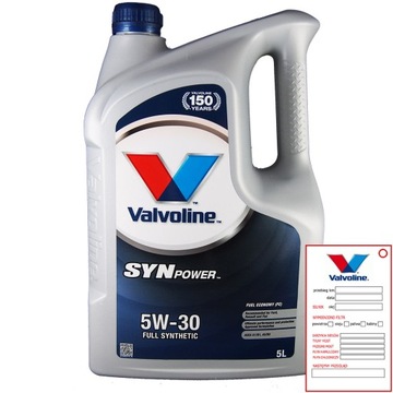 МАСЛО VALVOLINE SYNPOWER FE 5W30 5 ЛИТРОВ