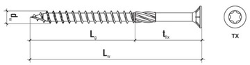 СТОЛЯРНЫЕ ВИНТЫ KMWHT 4x35 TORX С КОНИЧЕСКОЙ ГОЛОВКОЙ KLIMAS 500 шт.