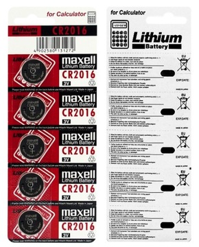 MAXELL CR 2016 ЛИТИЕВАЯ БАТАРЕЯ - 5 ШТ. в блистере