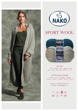 Пряжа NAKO SPORT WOOL, акриловая шерсть 6574