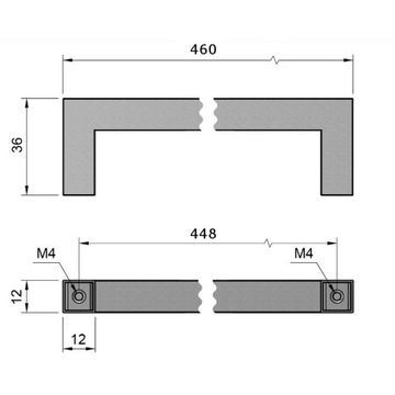 UCHWYT MEBLOWY US01 INOX SZCZOTKOWANY 448mm