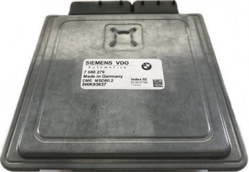 Компьютер ecu bmw 2.0 7580279 5wk93637 msd80.2 фото №1