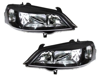 Комплект фар opel astra 2 g 1998-2009 черное внутренная часть, фото