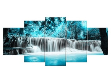 Image on canvas christmas tree waterfall 150x70 water, фото