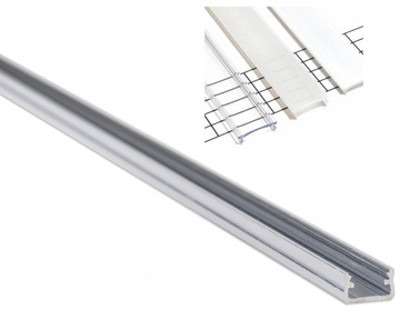 Aluminum profile+ glass phosphors a to led strip overlay 1m, фото