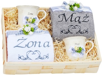 For a gift wedding thick towels з hafem cups, фото