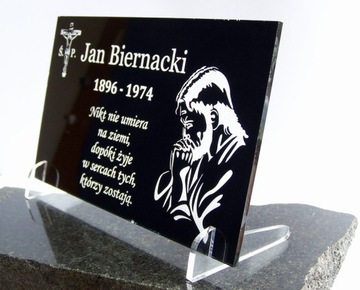 Plaque glass on tombstone engraving з photography, фото