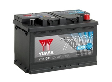 Battery yuasa 70ah 650a ybx7096 efb, фото