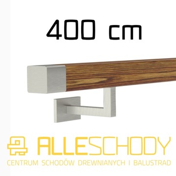 Handrail wall-mounted wooden 40x40 400cm oak color, фото