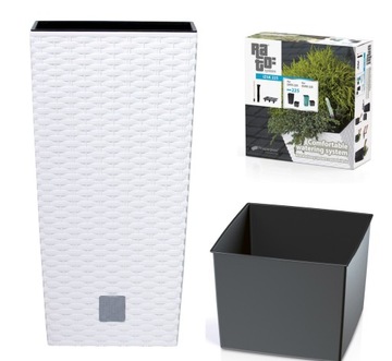 Flowerpot prosperplast 40 centimeters x 40 x 75 centimeters plastic white, фото