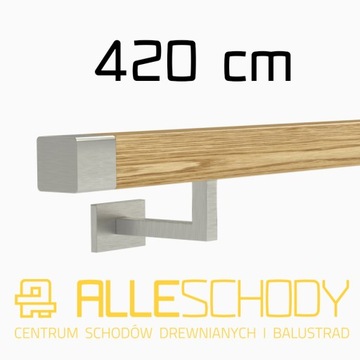 Handrail wall-mounted wooden 40x40 420cm oak color, фото