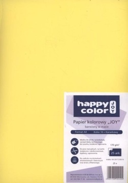 Brystol kolorowy Happy Color 170g A4 25 arkuszy kanarkowy