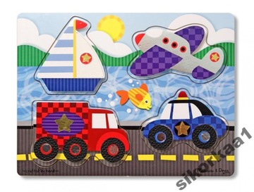 MELISSA DOUG PUZZLE O RÓŻNEJ TEKSTURZE POJAZDY
