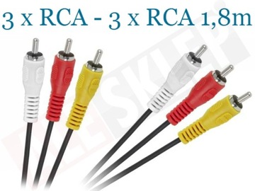 КАБЕЛЬ ПОДДЮЖКА 3xRCA РАЗЪЕМ НА 3xRCA РАЗЪЕМ 1,8М