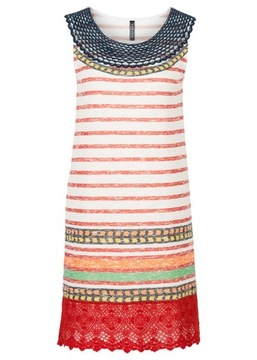 F2785 ПЛАТЬЕ В ПОЛОСКУ С КРУЖЕВОМ РАДУГА Размер 32/34