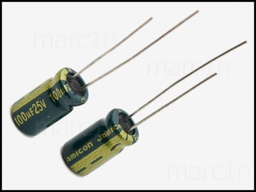 KONDENSATORY 100uF / 25V (6x11mm) LOW ESR 5 SZTUK