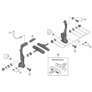 Тормоз Shimano V-Brake BR- T4000, колодки S65T + винты + сильфоны