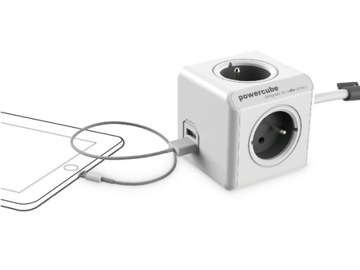 Удлинитель CUBE 4 SOCKETS, кабель 1,5 м 2xUSB