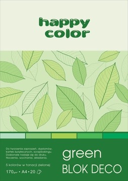 BLOK A4 20K DECO GREEN 170G ODCIENIE ZIELENI HAPPY COLOR