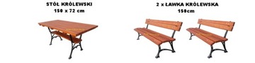 ROYAL SET 150см садовая мебель CAST IRON LEGS стол + 2 скамейки