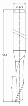 Frez jednopiórowy 2,0 mm do PVC tworzyw VHM CNC