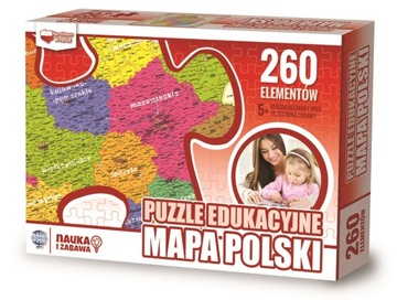 PUZZLE EDUKACYJNE - MAPA POLSKI - 260 EL , 60x40cm