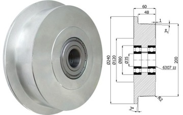 КОЛЕСО fi 240/200 С ФЛАНЦЕВЫМ РЕЛЬСОМ КОЛЕСА 1500 кг