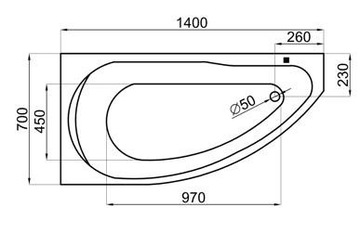 MIKI угловая ванна 140х70 см + корпус + сифон