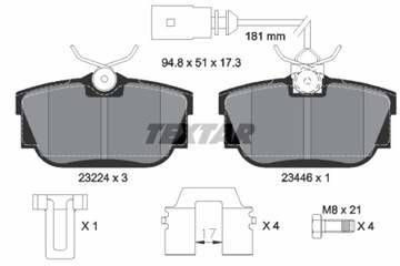 Tarcze Klocki TEXTAR Tył - VW T4 280mm