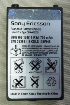 ОРИГИНАЛЬНЫЙ АККУМУЛЯТОР BST-30 SONY ERICSSON K700i T220 T226