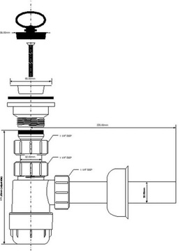 Сифон для умывальника в комплекте с пробкой